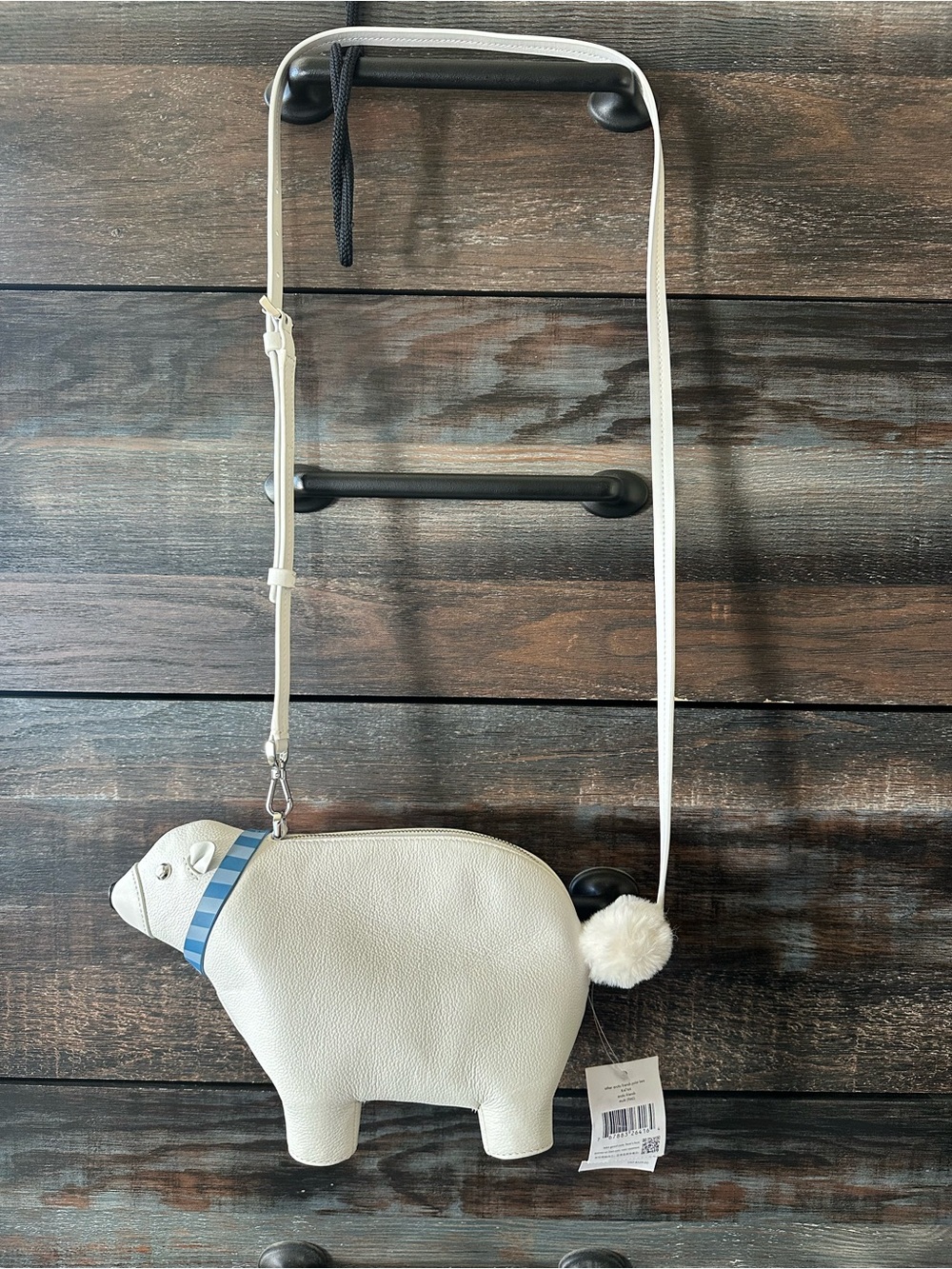 kate spade White Polar Bear Crossbody Bag with Blue Scarf - Picture 13 of 16